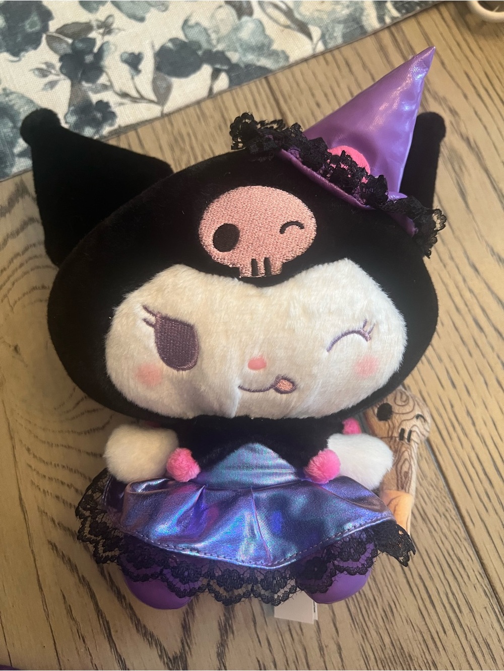 Sanrio Kuromi Plush Toy in Black and Purple - Witch Costume 8”